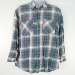Vintage Big Mac Flannel Shirt Men Large Green Plaid Button Up Faded 15 - 16 1/2
